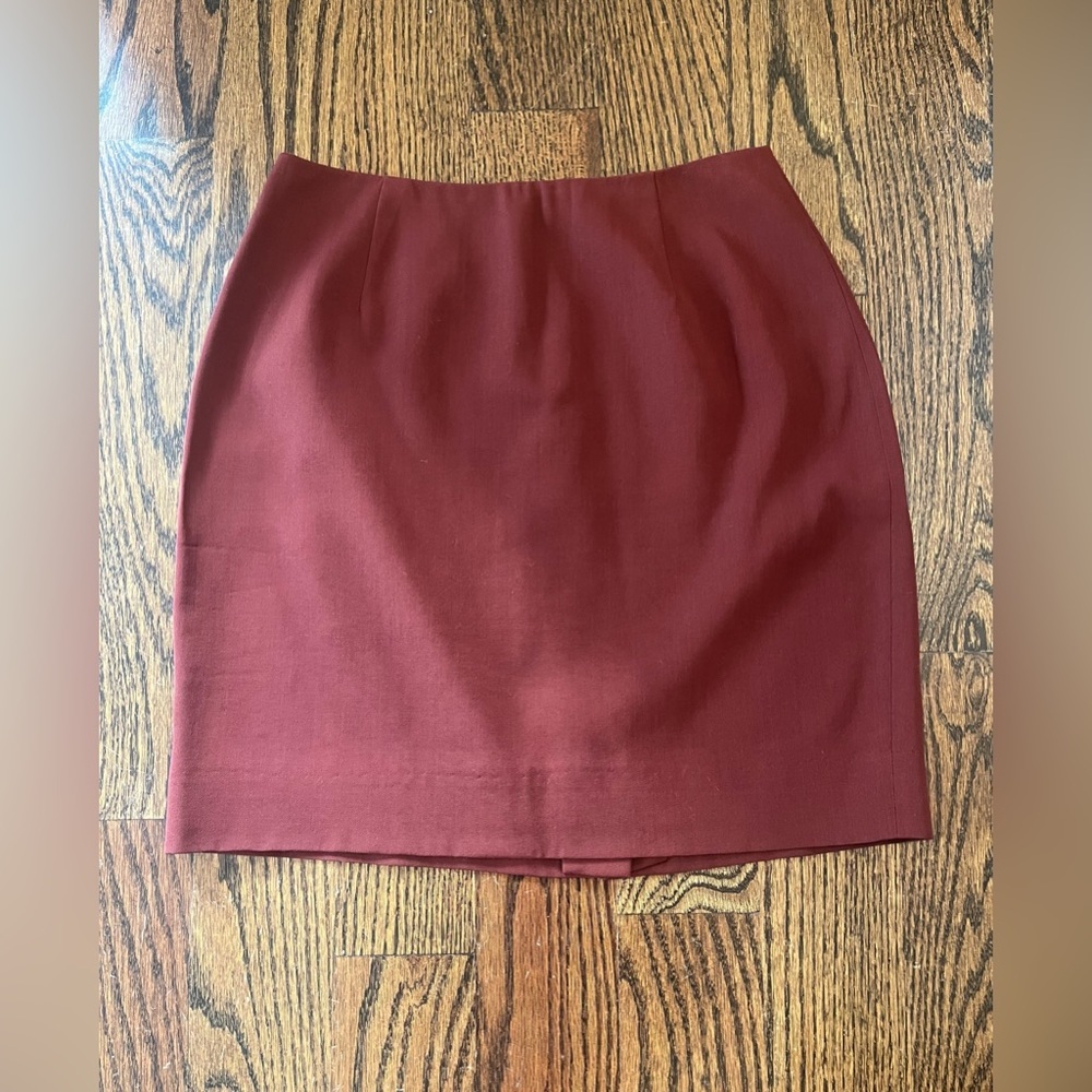 Georgiou Studio Wool Blend Pencil Skirt Burgundy Size 2 made in USA VTG preppy